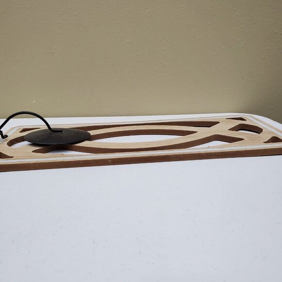 Wall Decor Set of 2 Hanging Candle Sconce Wood with Black Holder Ready to Hang - Picture 4 of 9